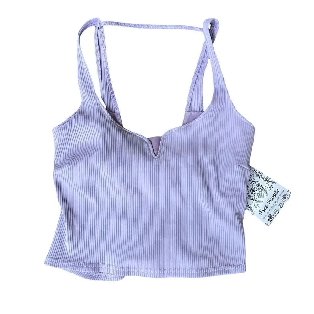 FREE PEOPLE SETTLE IT ON THE COURT CROP RIBBED TANK IN LAVENDER XS